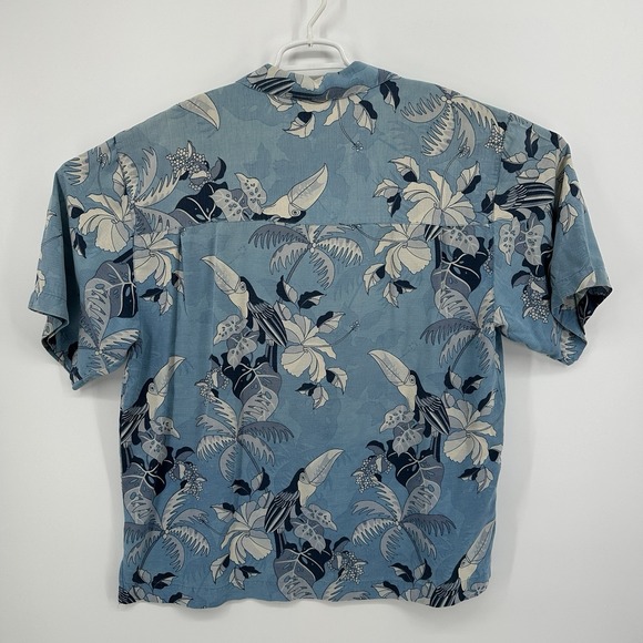 Bermuda Bay Short Sleeve Silk Camp Shirt Sz L Blue Tropical Tuscan Resort Aloha - Picture 5 of 9